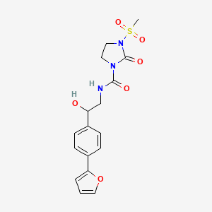 molecular formula C17H19N3O6S B2763741 N-{2-[4-(呋喃-2-基)苯基]-2-羟基乙基}-3-甲磺酰-2-氧代咪唑啉-1-甲酰胺 CAS No. 2097914-13-9