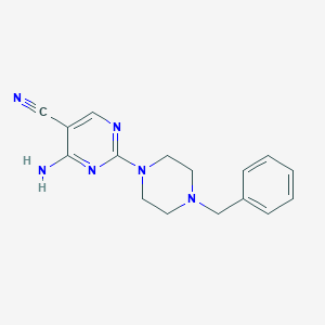 molecular formula C16H18N6 B276375 4-Amino-2-(4-benzyl-1-piperazinyl)-5-pyrimidinecarbonitrile 