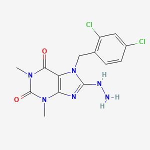 molecular formula C14H14Cl2N6O2 B2763758 7-[(2,4-Dichlorophenyl)methyl]-8-hydrazinyl-1,3-dimethylpurine-2,6-dione CAS No. 949438-74-8