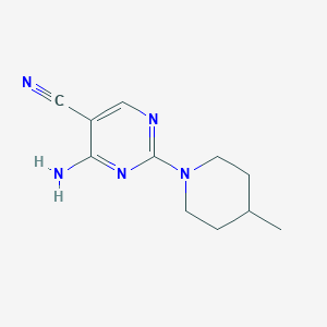 molecular formula C11H15N5 B276376 4-Amino-2-(4-methyl-1-piperidinyl)-5-pyrimidinecarbonitrile 