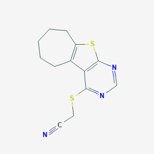 molecular formula C13H13N3S2 B276378 (6,7,8,9-tetrahydro-5H-cyclohepta[4,5]thieno[2,3-d]pyrimidin-4-ylsulfanyl)acetonitrile 