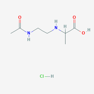 molecular formula C7H15ClN2O3 B2763780 2-[(2-Acetamidoethyl)amino]propanoic acid hydrochloride CAS No. 1485738-48-4