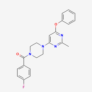 molecular formula C22H21FN4O2 B2763784 (4-氟苯基)(4-(2-甲基-6-苯氧基嘧啶-4-基)哌嗪-1-基)甲酮 CAS No. 946372-01-6