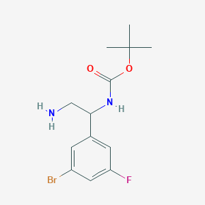 molecular formula C13H18BrFN2O2 B2763793 Tert-butyl N-[2-amino-1-(3-bromo-5-fluorophenyl)ethyl]carbamate CAS No. 2011972-86-2