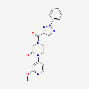 molecular formula C19H18N6O3 B2763802 1-(2-Methoxypyridin-4-yl)-4-(2-phenyltriazole-4-carbonyl)piperazin-2-one CAS No. 2415561-81-6