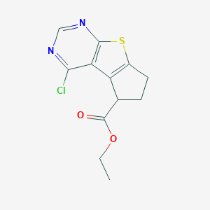 molecular formula C12H11ClN2O2S B276381 ethyl 4-chloro-6,7-dihydro-5H-cyclopenta[4,5]thieno[2,3-d]pyrimidine-5-carboxylate 