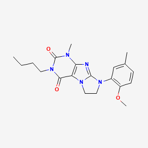 molecular formula C20H25N5O3 B2763816 2-Butyl-6-(2-methoxy-5-methylphenyl)-4-methyl-7,8-dihydropurino[7,8-a]imidazole-1,3-dione CAS No. 922463-52-3
