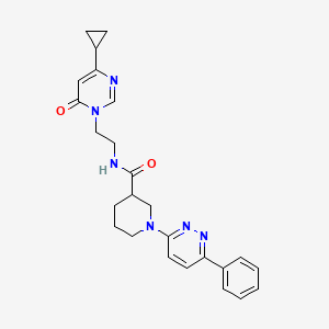 molecular formula C25H28N6O2 B2763819 N-(2-(4-环丙基-6-氧代嘧啶-1(6H)-基)乙基)-1-(6-苯基吡啶并[3,4-c]嘧啶-3-基)哌啶-3-甲酸酰胺 CAS No. 2034590-69-5