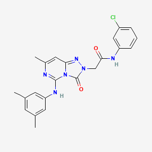 molecular formula C22H21ClN6O2 B2763821 N~1~-(3-氯苯基)-2-[5-(3,5-二甲基苯基氨基)-7-甲基-3-氧代[1,2,4]三唑并[4,3-c]嘧啶-2(3H)-基]乙酰胺 CAS No. 1251691-04-9