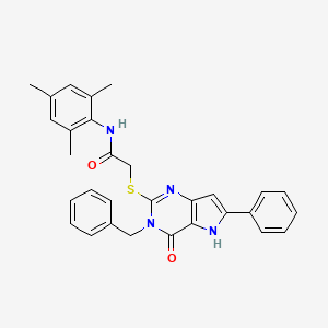 2-((3-benzyl-4-oxo-6-phenyl-4,5-dihydro-3H-pyrrolo[3,2-d]pyrimidin-2-yl)thio)-N-mesitylacetamide