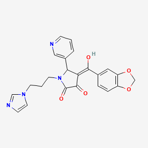 B2763946 1-(3-(1H-imidazol-1-yl)propyl)-4-(benzo[d][1,3]dioxole-5-carbonyl)-3-hydroxy-5-(pyridin-3-yl)-1H-pyrrol-2(5H)-one CAS No. 623130-87-0