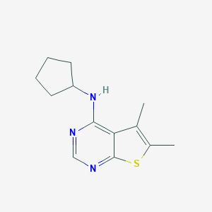 molecular formula C13H17N3S B276395 N-cyclopentyl-5,6-dimethylthieno[2,3-d]pyrimidin-4-amine 