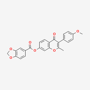 molecular formula C25H18O7 B2763961 3-(4-methoxyphenyl)-2-methyl-4-oxo-4H-chromen-7-yl 1,3-benzodioxole-5-carboxylate CAS No. 637752-92-2