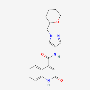molecular formula C19H20N4O3 B2763965 2-hydroxy-N-(1-((tetrahydro-2H-pyran-2-yl)methyl)-1H-pyrazol-4-yl)quinoline-4-carboxamide CAS No. 2034529-06-9