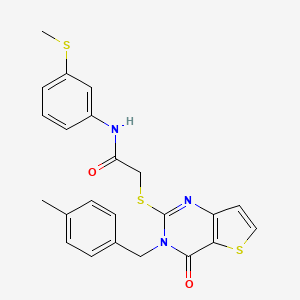 molecular formula C23H21N3O2S3 B2763968 2-((3-(4-methylbenzyl)-4-oxo-3,4-dihydrothieno[3,2-d]pyrimidin-2-yl)thio)-N-(3-(methylthio)phenyl)acetamide CAS No. 1798483-25-6