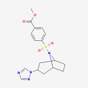 molecular formula C17H20N4O4S B2763980 methyl 4-(((1R,5S)-3-(1H-1,2,4-triazol-1-yl)-8-azabicyclo[3.2.1]octan-8-yl)sulfonyl)benzoate CAS No. 2320686-64-2