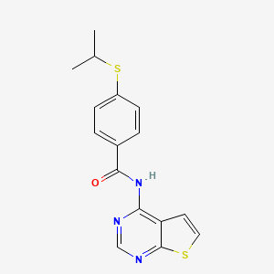 molecular formula C16H15N3OS2 B2763982 4-(isopropylthio)-N-(thieno[2,3-d]pyrimidin-4-yl)benzamide CAS No. 919861-73-7