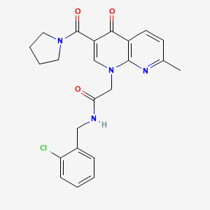 N-(2-chlorobenzyl)-2-(7-methyl-4-oxo-3-(pyrrolidine-1-carbonyl)-1,8-naphthyridin-1(4H)-yl)acetamide