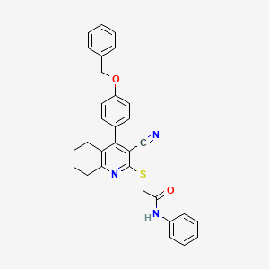 molecular formula C31H27N3O2S B2764003 2-((4-(4-(benzyloxy)phenyl)-3-cyano-5,6,7,8-tetrahydroquinolin-2-yl)thio)-N-phenylacetamide CAS No. 391228-42-5