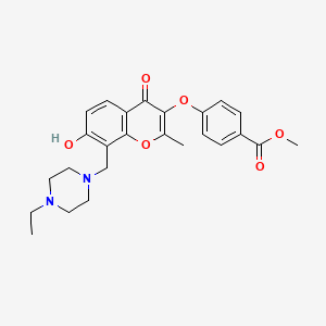 molecular formula C25H28N2O6 B2764008 甲酸4-({8-[(4-乙基哌嗪-1-基)甲基]-7-羟基-2-甲基-4-氧代-4H-香豆素-3-基}氧基)苯甲酸酯 CAS No. 845805-54-1