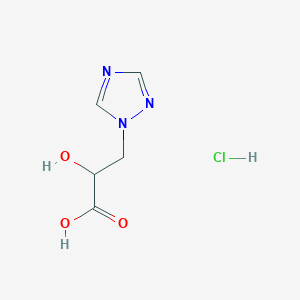 molecular formula C5H8ClN3O3 B2764011 2-Hydroxy-3-(1,2,4-triazol-1-yl)propanoic acid;hydrochloride CAS No. 2126162-19-2