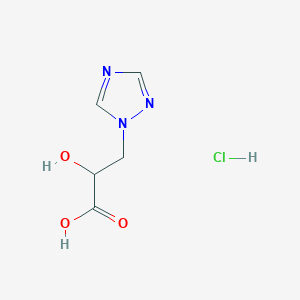 molecular formula C5H8ClN3O3 B2764011 2-羟基-3-(1,2,4-三唑-1-基)丙酸；盐酸盐 CAS No. 2126162-19-2