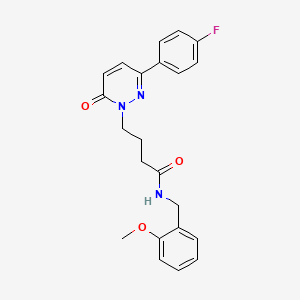 molecular formula C22H22FN3O3 B2764023 4-(3-(4-氟苯基)-6-氧代吡啶并[1,2,4]噁二唑-1(6H)-基)-N-(2-甲氧基苄基)丁酰胺 CAS No. 946266-73-5