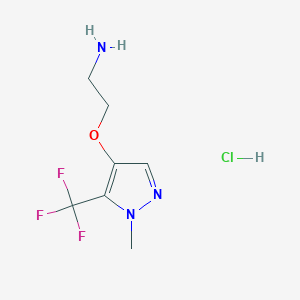 molecular formula C7H11ClF3N3O B2764038 2-[1-Methyl-5-(trifluoromethyl)pyrazol-4-yl]oxyethanamine;hydrochloride CAS No. 2418716-44-4