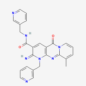 molecular formula C25H21N7O2 B2764039 2-imino-10-methyl-5-oxo-N,1-bis(pyridin-3-ylmethyl)-2,5-dihydro-1H-dipyrido[1,2-a:2',3'-d]pyrimidine-3-carboxamide CAS No. 618383-74-7