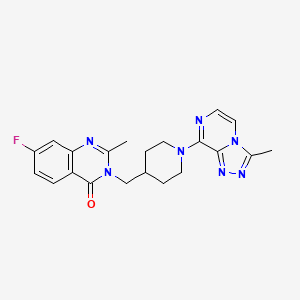 molecular formula C21H22FN7O B2764040 7-Fluoro-2-methyl-3-[[1-(3-methyl-[1,2,4]triazolo[4,3-a]pyrazin-8-yl)piperidin-4-yl]methyl]quinazolin-4-one CAS No. 2415629-58-0