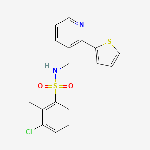 molecular formula C17H15ClN2O2S2 B2764056 3-氯-2-甲基-N-((2-(噻吩-2-基)吡啶-3-基)甲基)苯磺酰胺 CAS No. 2034477-98-8