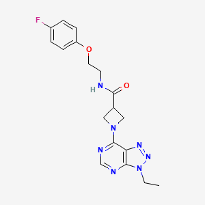 molecular formula C18H20FN7O2 B2764060 1-(3-乙基-3H-[1,2,3]三唑[4,5-d]嘧啶-7-基)-N-(2-(4-氟苯氧)乙基)氮杂环丁烷-3-甲酰胺 CAS No. 1448077-76-6