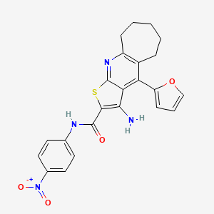 3-amino-4-(furan-2-yl)-N-(4-nitrophenyl)-6,7,8,9-tetrahydro-5H-cyclohepta[b]thieno[3,2-e]pyridine-2-carboxamide