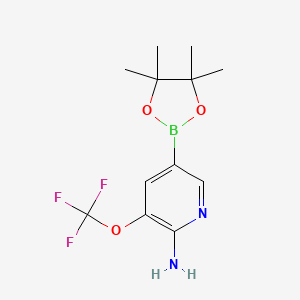 molecular formula C12H16BF3N2O3 B2764064 5-(4,4,5,5-Tetramethyl-1,3,2-dioxaborolan-2-yl)-3-(trifluoromethoxy)pyridin-2-amine CAS No. 1620575-08-7