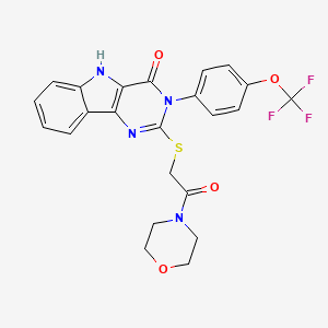 molecular formula C23H19F3N4O4S B2764065 2-((2-morpholino-2-oxoethyl)thio)-3-(4-(trifluoromethoxy)phenyl)-3H-pyrimido[5,4-b]indol-4(5H)-one CAS No. 888437-43-2
