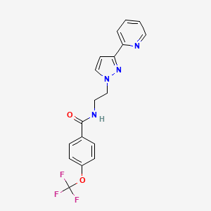 molecular formula C18H15F3N4O2 B2764080 N-(2-(3-(pyridin-2-yl)-1H-pyrazol-1-yl)ethyl)-4-(trifluoromethoxy)benzamide CAS No. 1448129-56-3