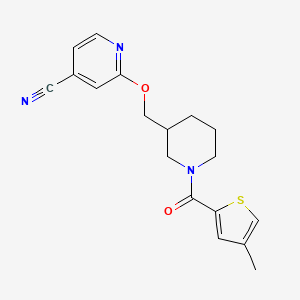 molecular formula C18H19N3O2S B2764128 2-[[1-(4-Methylthiophene-2-carbonyl)piperidin-3-yl]methoxy]pyridine-4-carbonitrile CAS No. 2379977-45-2