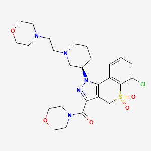 molecular formula C26H34ClN5O5S B2764134 [6-chloro-1-[(3R)-1-(2-morpholin-4-ylethyl)piperidin-3-yl]-5,5-dioxo-4H-thiochromeno[4,3-c]pyrazol-3-yl]-morpholin-4-ylmethanone CAS No. 1305274-23-0
