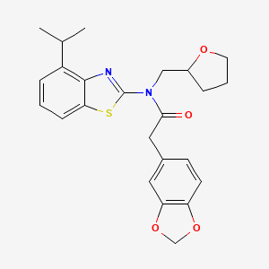 molecular formula C24H26N2O4S B2764144 2-(苯并[d][1,3]二噁杂环-5-基)-N-(4-异丙基苯并[d]噻唑-2-基)-N-((四氢呋喃-2-基)甲基)乙酰胺 CAS No. 955667-27-3