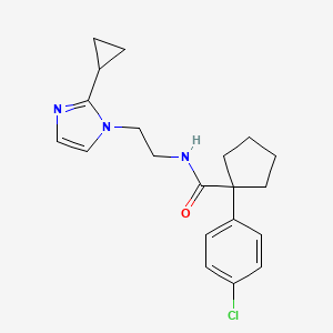 molecular formula C20H24ClN3O B2764157 1-(4-氯苯基)-N-(2-(2-环丙基-1H-咪唑-1-基)乙基)环戊基甲酰胺 CAS No. 2034451-85-7