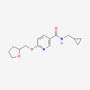 molecular formula C15H20N2O3 B2764158 N-(cyclopropylmethyl)-6-((tetrahydrofuran-2-yl)methoxy)nicotinamide CAS No. 2034360-44-4