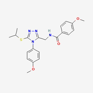 molecular formula C21H24N4O3S B2764169 N-((5-(isopropylthio)-4-(4-methoxyphenyl)-4H-1,2,4-triazol-3-yl)methyl)-4-methoxybenzamide CAS No. 476431-72-8