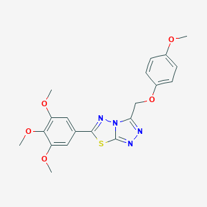 molecular formula C20H20N4O5S B276418 3-[(4-Methoxyphenoxy)methyl]-6-(3,4,5-trimethoxyphenyl)[1,2,4]triazolo[3,4-b][1,3,4]thiadiazole 