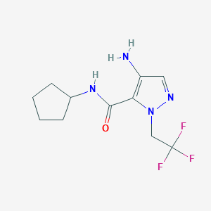 molecular formula C11H15F3N4O B2764181 4-Amino-N-cyclopentyl-1-(2,2,2-trifluoroethyl)-1H-pyrazole-5-carboxamide CAS No. 2101199-79-3