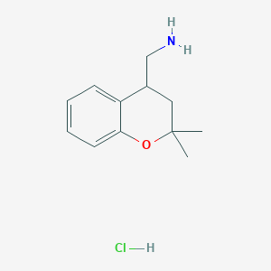 molecular formula C12H18ClNO B2764188 (2,2-dimethyl-3,4-dihydro-2H-1-benzopyran-4-yl)methanamine hydrochloride CAS No. 1909310-05-9