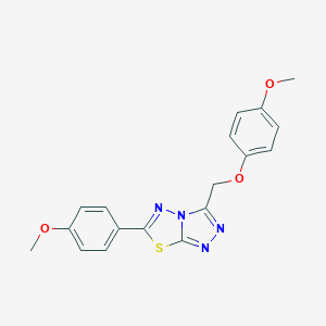 molecular formula C18H16N4O3S B276419 3-[(4-Methoxyphenoxy)methyl]-6-(4-methoxyphenyl)[1,2,4]triazolo[3,4-b][1,3,4]thiadiazole 