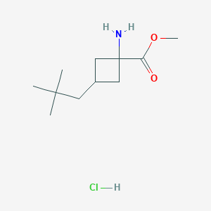 molecular formula C11H22ClNO2 B2764190 Methyl 1-amino-3-(2,2-dimethylpropyl)cyclobutane-1-carboxylate;hydrochloride CAS No. 2503208-18-0
