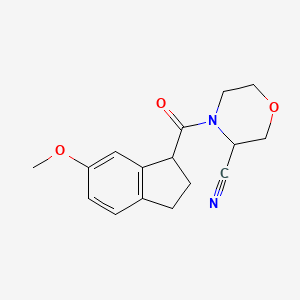 molecular formula C16H18N2O3 B2764191 4-(6-Methoxy-2,3-dihydro-1H-indene-1-carbonyl)morpholine-3-carbonitrile CAS No. 2135071-91-7