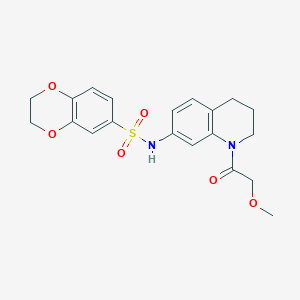 molecular formula C20H22N2O6S B2764201 N-(1-(2-methoxyacetyl)-1,2,3,4-tetrahydroquinolin-7-yl)-2,3-dihydrobenzo[b][1,4]dioxine-6-sulfonamide CAS No. 1171135-84-4