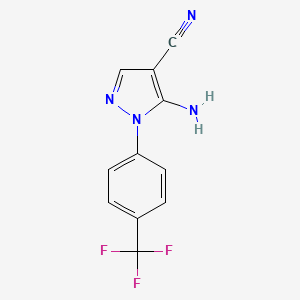 molecular formula C11H7F3N4 B2764203 5-Amino-1-(4-(trifluoromethyl)phenyl)-1H-pyrazole-4-carbonitrile CAS No. 80025-67-8